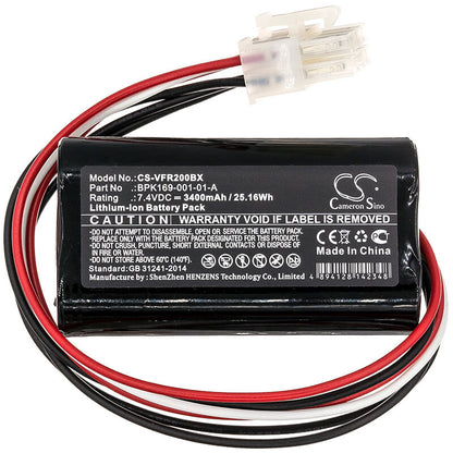 7.4V, 3400mAh, Li-ion Battery fits Verifone, Pca169-001-01, Pca169-404-01-a, 25.16Wh