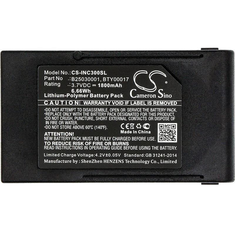 3.7V, 1800mAh, Li-Polymer Battery fits Ingenico, Db Cox3, 6.66Wh