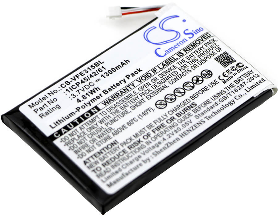 3.7V, 1300mAh, Li-Polymer Battery fits Verifone, E315, E315m, 4.81Wh