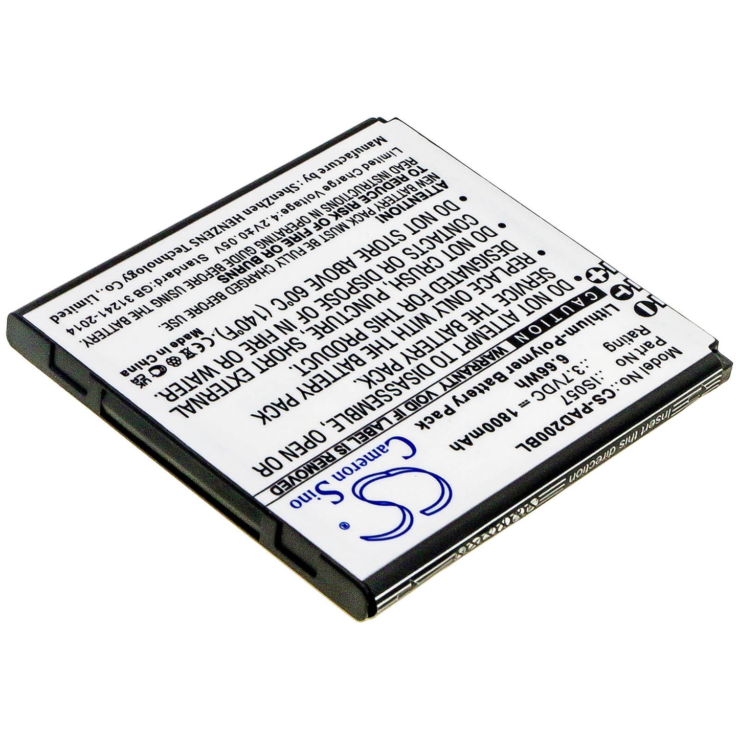 3.7V, 1800mAh, Li-Polymer Battery fits Pax, D200, D200t, 6.66Wh
