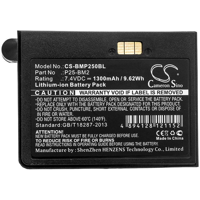 7.4V, 1300mAh, Li-ion Battery fits Blue, Bamboo P25, P25i, 9.62Wh
