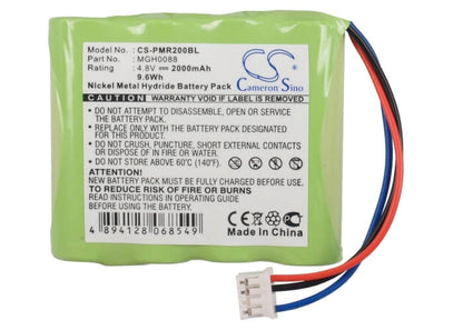4.8V, 2000mAh, Ni-MH Battery fits Topcard, Pmr 200, Pmr200, 9.6Wh