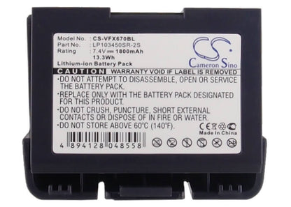 7.4V, 1800mAh, Li-ion Battery fits Verifone, Vx520, Vx670, 13.32Wh
