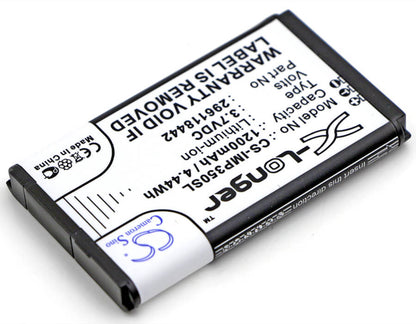 3.7V, 1200mAh, Li-ion Battery fits Ingenico, Imp350, Imp350-01p1575a, 4.44Wh