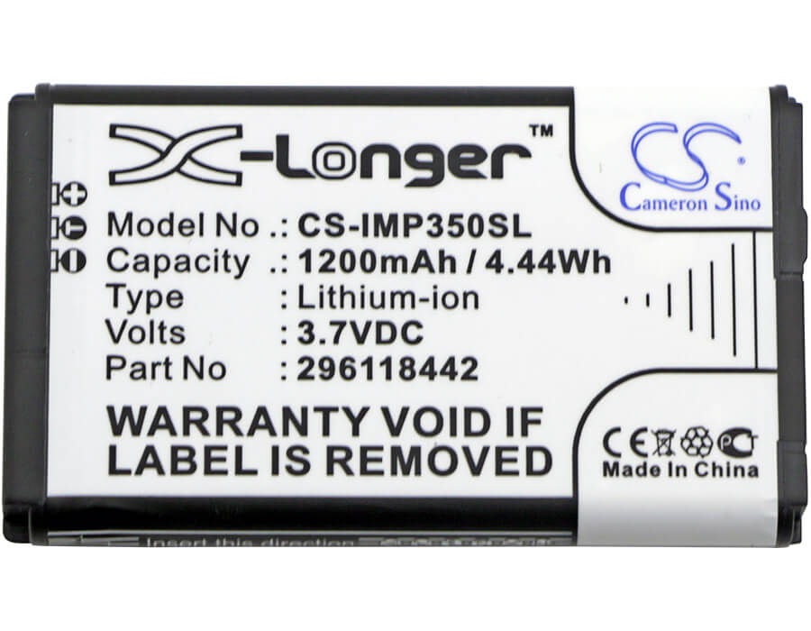 3.7V, 1200mAh, Li-ion Battery fits Ingenico, Imp350, Imp350-01p1575a, 4.44Wh