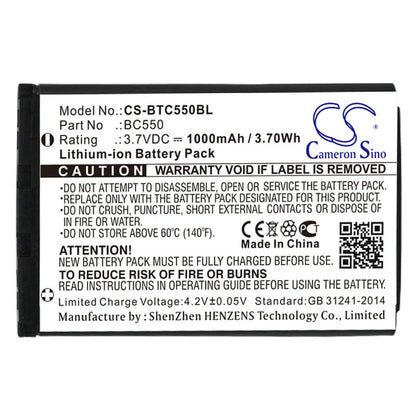 3.7V, 1000mAh, Li-ion Battery fits Bitel, Ic5500, 3.7Wh