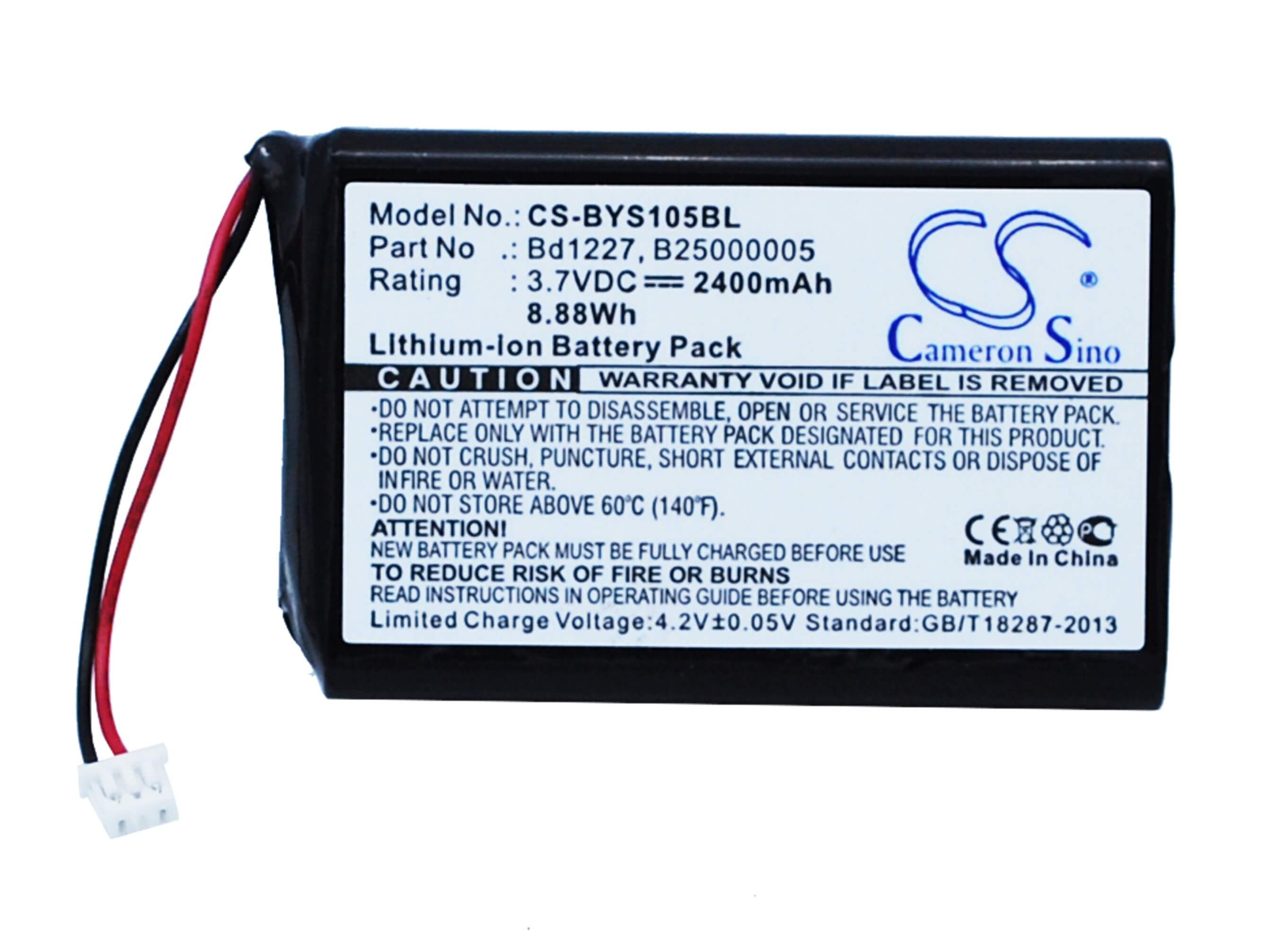 3.7V, 2400mAh, Li-ion Battery fits Ingenico, B40160100, Brr-l, 8.88Wh