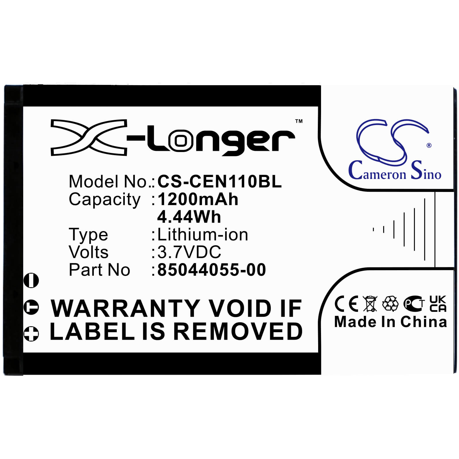 3.7V, 1200mAh, Li-ion Battery fits Cce, 1100 Neo, 4.44Wh