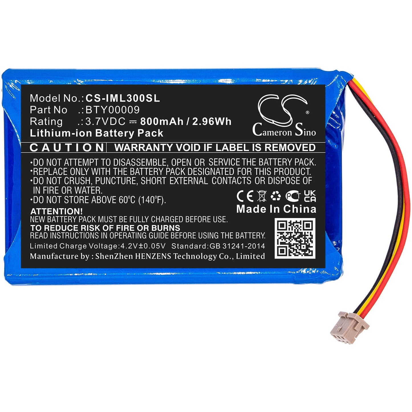 3.7V, 800mAh, Li-ion Battery fits Ingenico, Lec-v03.00-0242, Vital Act 3s, 2.96Wh