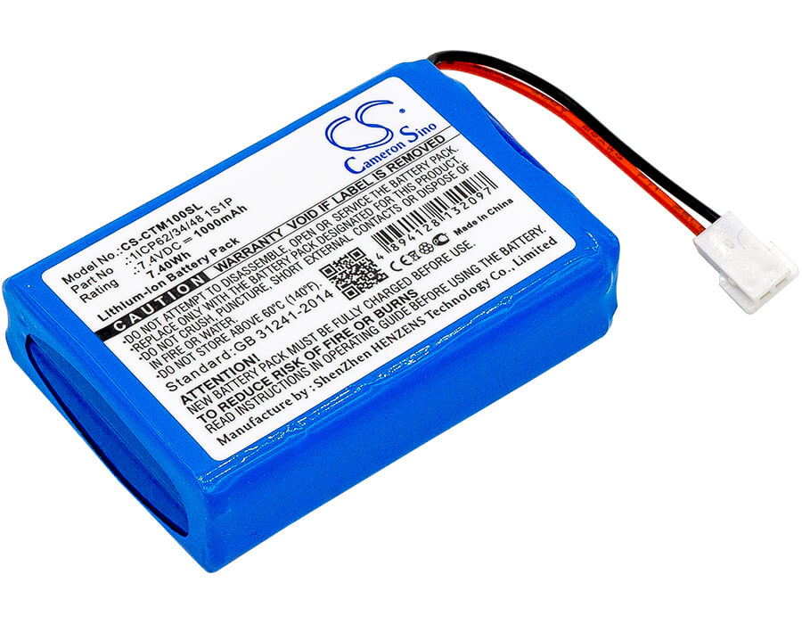 7.4V, 1000mAh, Li-ion Battery fits Ctms, Eurodetector, 7.4Wh