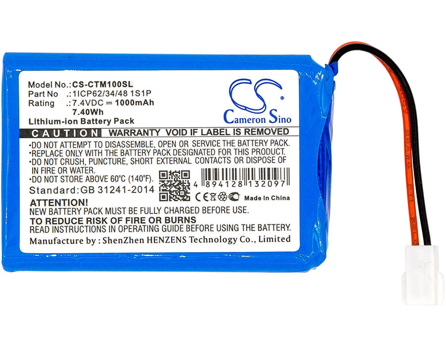 7.4V, 1000mAh, Li-ion Battery fits Ctms, Eurodetector, 7.4Wh