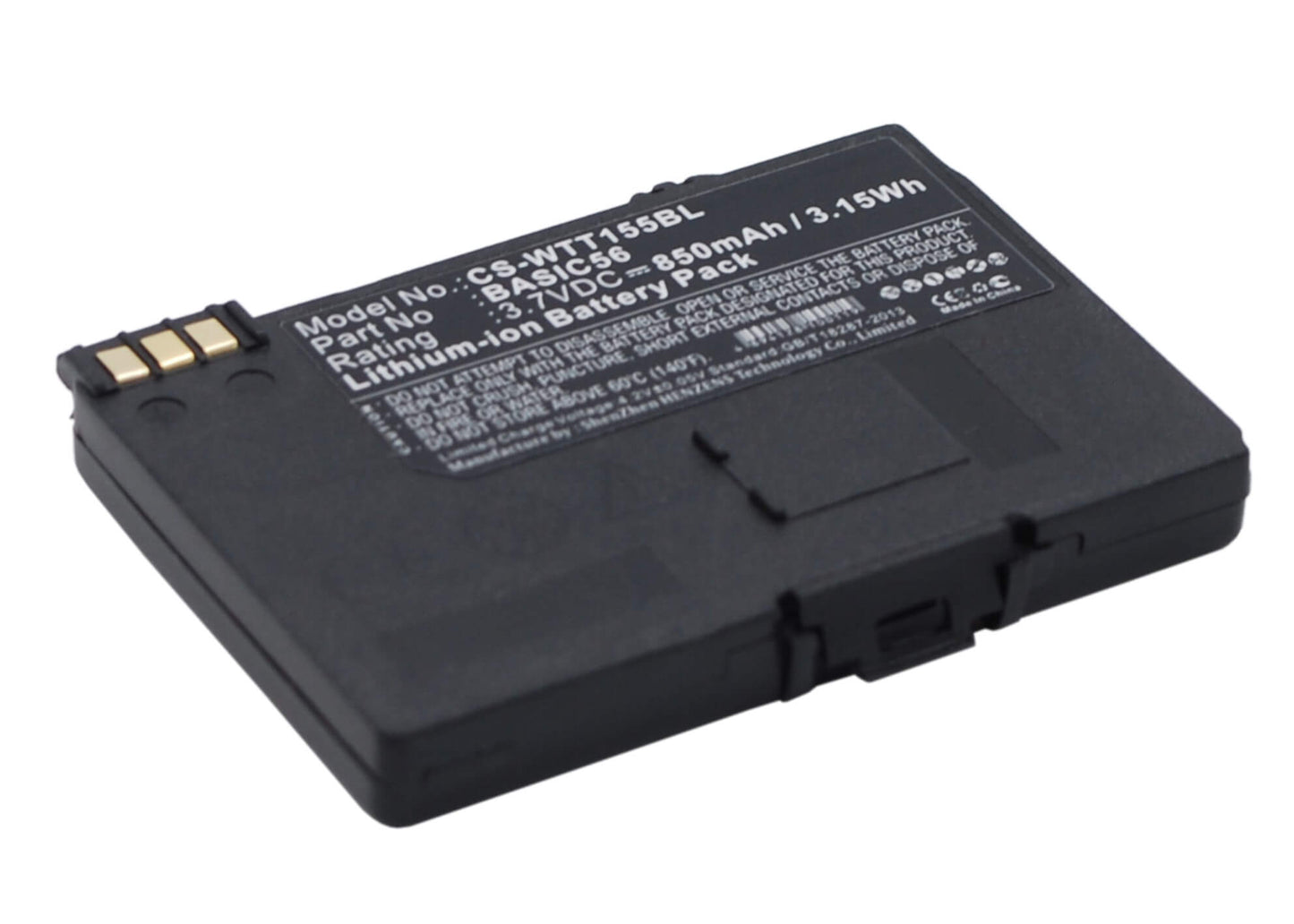3.7V, 850mAh, Li-ion Battery fits Way Systems, Mtt 1500, Mtt 1510, 3.145Wh