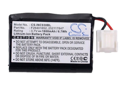 3.7V, 1800mAh, Li-ion Battery fits Ingenico, 750-16, 790-16, 6.66Wh