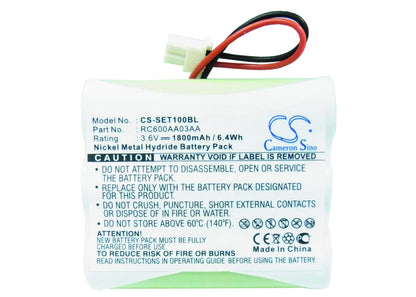 3.6V, 1800mAh, Ni-MH Battery fits Proxibus, Ldp400, Monetel Cdk Pp1100, 6.48Wh
