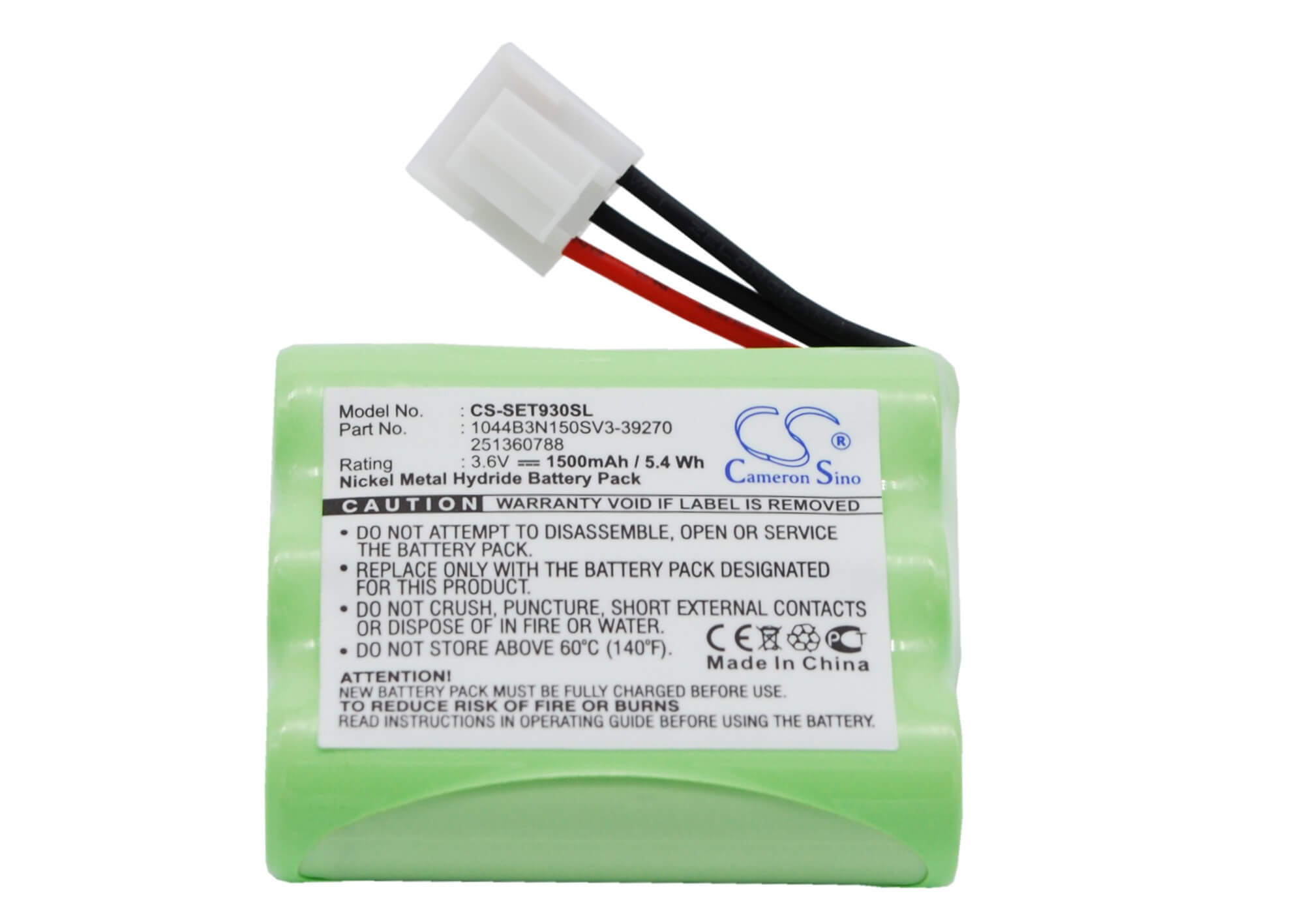 3.6V, 1500mAh, Ni-MH Battery fits Sagem, Monetel Eft930, Monetel Eft930b, 5.4Wh