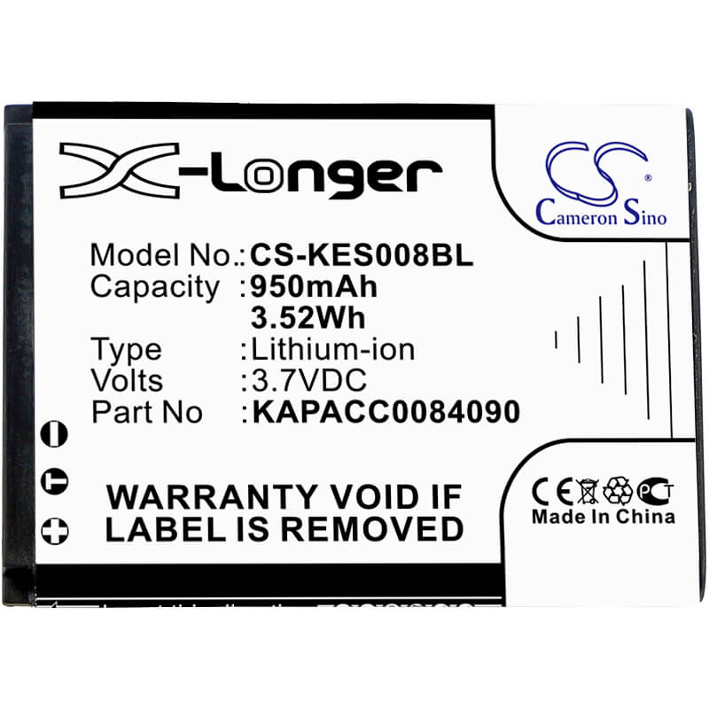 3.7V, 950mAh, Li-ion Battery fits Kap Else, Eskapad, Es-kap-ad Vr, 3.515Wh