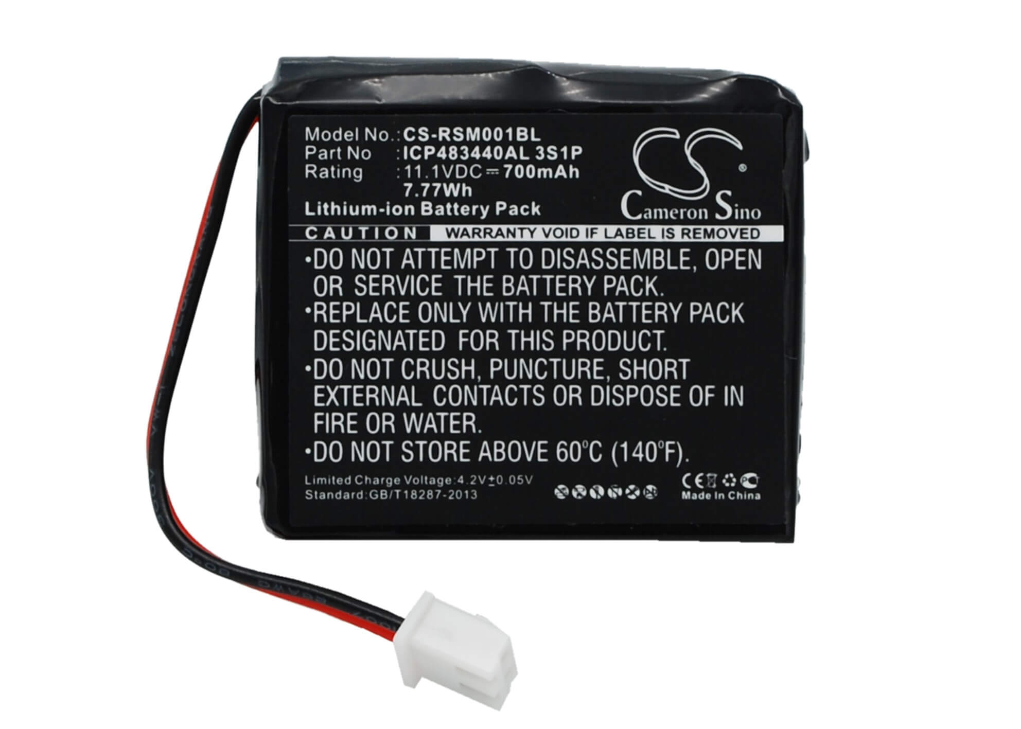11.1V, 700mAh, Li-ion Battery fits Ratiotec, Soldi Smart, Soldi Smart Banknote Tester, 7.77Wh