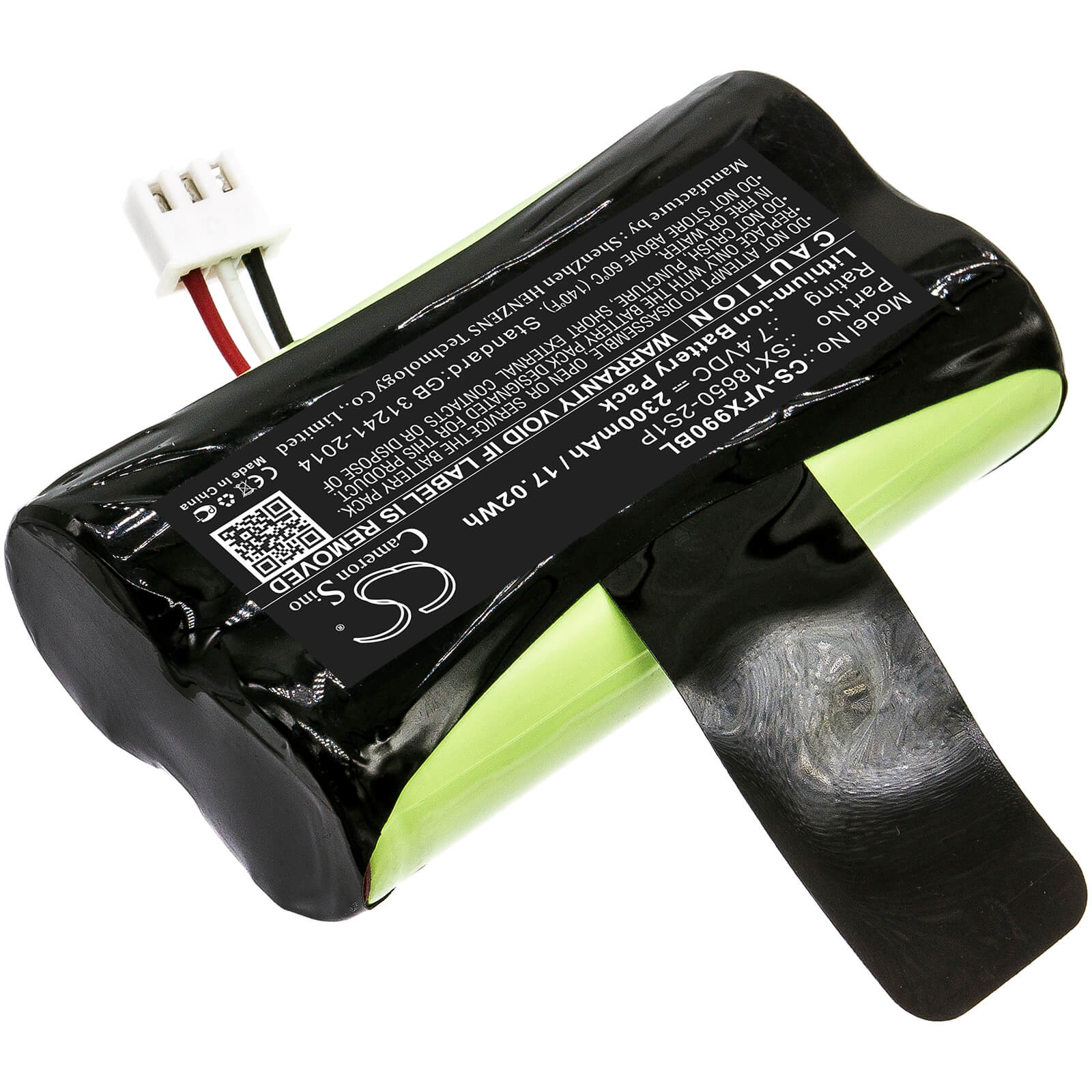 7.4V, 2300mAh, Li-ion Battery fits Verifone, X970, X990, 17.02Wh