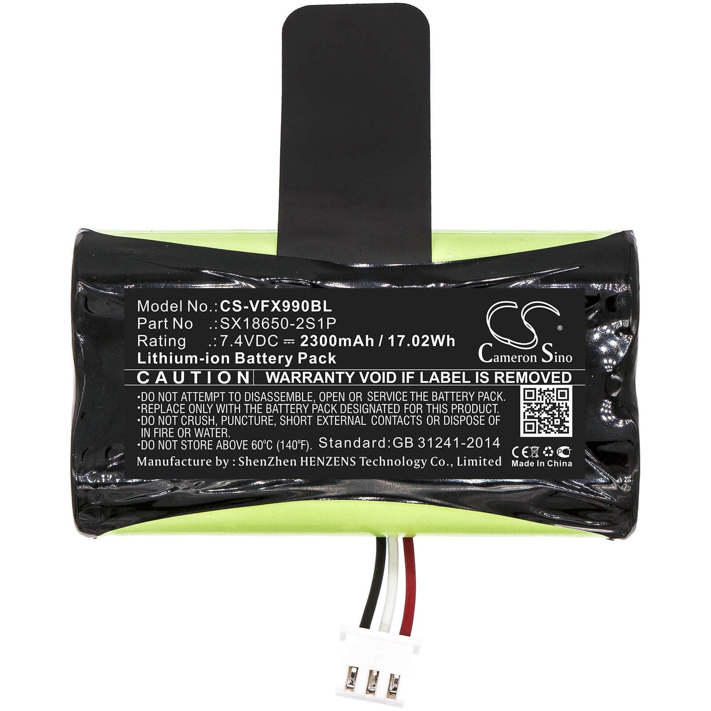 7.4V, 2300mAh, Li-ion Battery fits Verifone, X970, X990, 17.02Wh