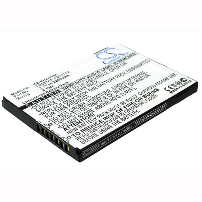 3.7V, 2200mAh, Li-ion Battery fits Hp, Ipaq 200, Ipaq 210, 8.14Wh