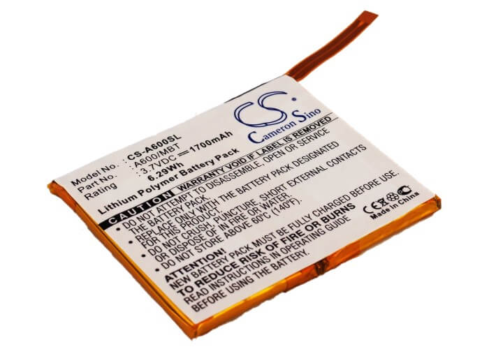 3.7V, 1700mAh, Li-Polymer Battery fits Asus, Mypal A600, Mypal A600u, 6.29Wh