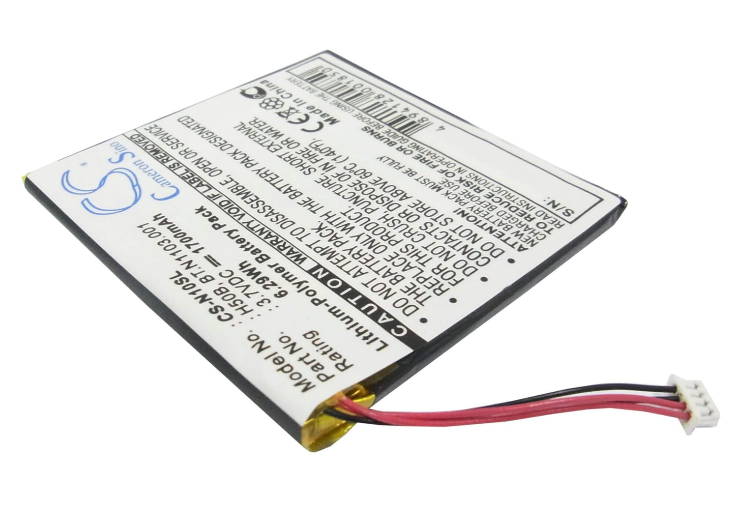 3.7V, 1700mAh, Li-Polymer Battery fits Fujitsu, Loox 600, 6.29Wh