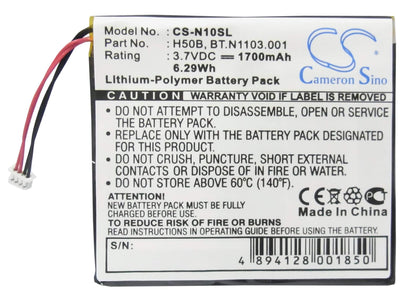 3.7V, 1700mAh, Li-Polymer Battery fits Fujitsu, Loox 600, 6.29Wh