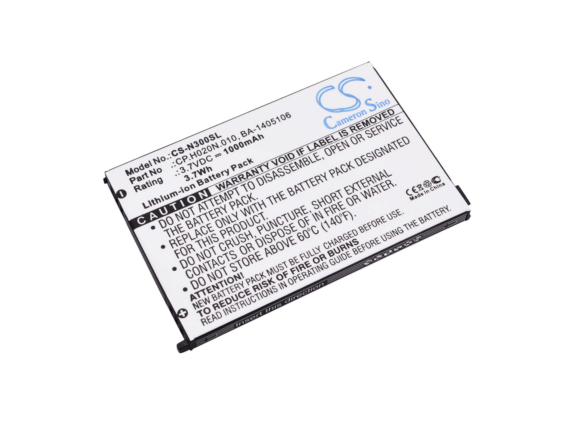 3.7V, 1000mAh, Li-ion Battery fits Socketmobile, Somo 650, Somo 655, 3.7Wh