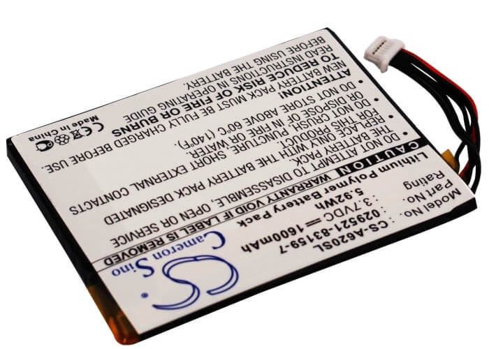 3.7V, 1600mAh, Li-Polymer Battery fits Typhoon, Myguide 5500, Myguide 5500xl, 5.92Wh