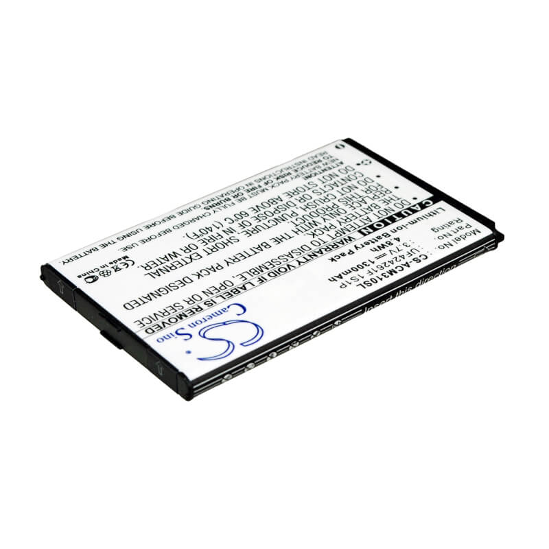 3.7V, 1300mAh, Li-ion Battery fits Acer, Allegro, M310, 4.81Wh