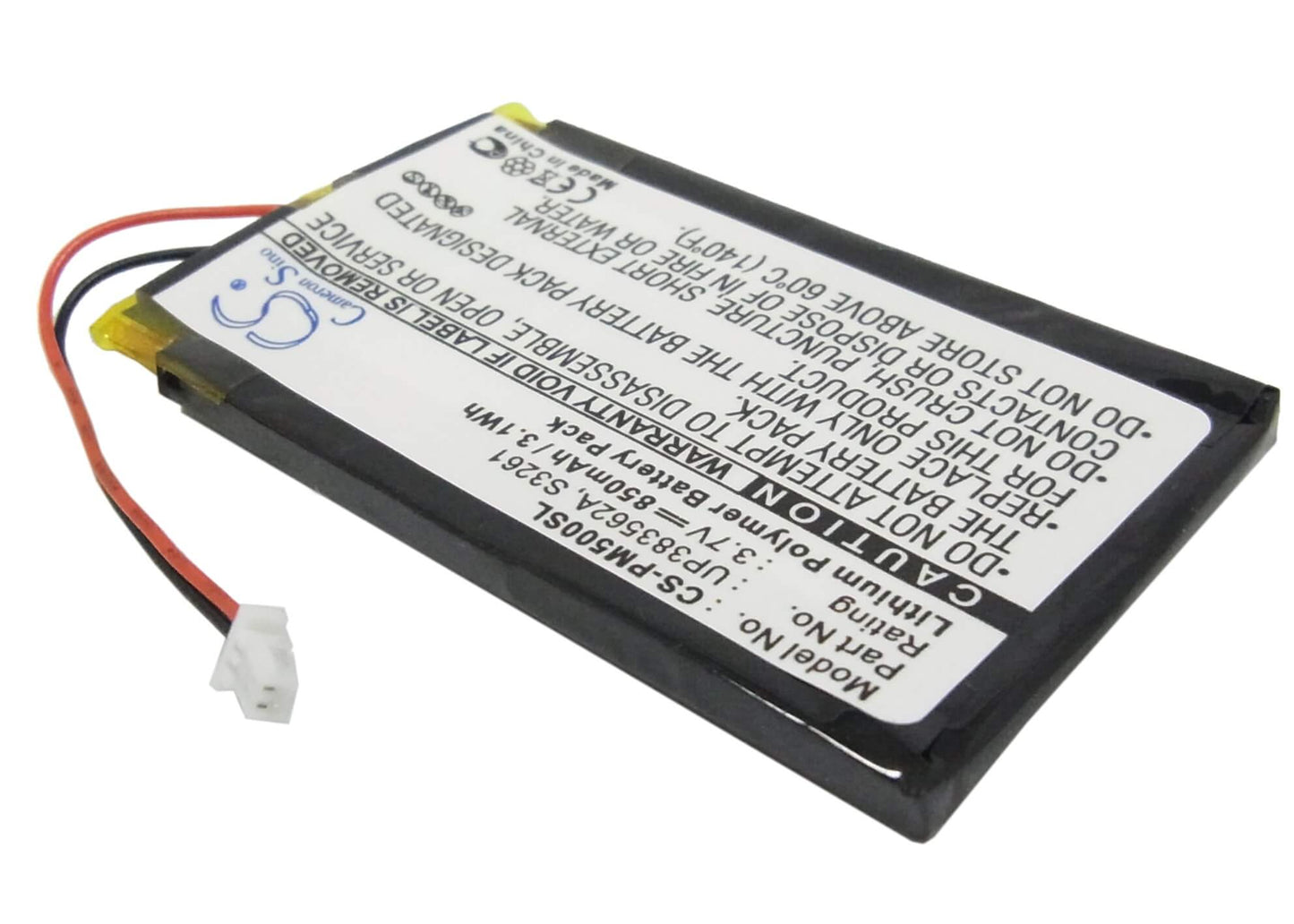 3.7V, 850mAh, Li-Polymer Battery fits Palm, M500, M505, 3.145Wh