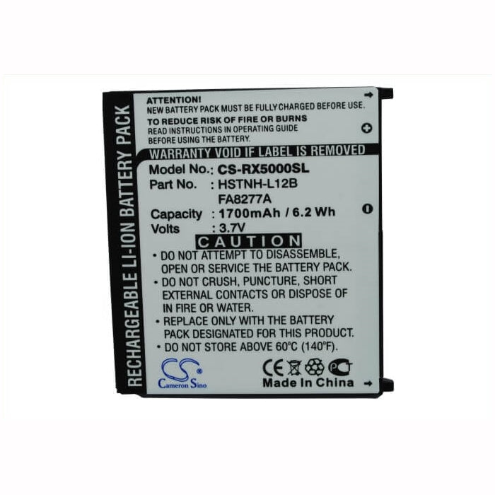 3.7V, 1700mAh, Li-ion Battery fits Hp, Ipaq Rx5000, Ipaq Rx5700, 6.29Wh