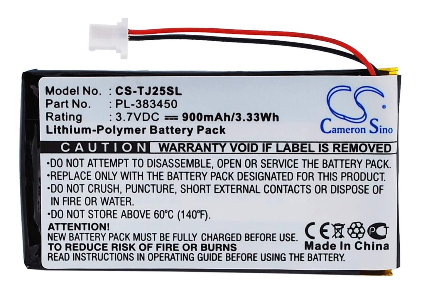 3.7V, 900mAh, Li-Polymer Battery fits Sony, Clie Peg-tj25, Clie Peg-tj35, 3.33Wh