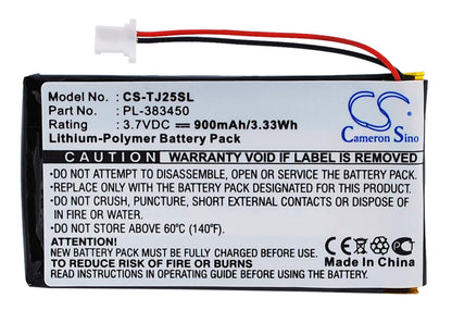 3.7V, 900mAh, Li-Polymer Battery fits Sony, Clie Peg-tj25, Clie Peg-tj35, 3.33Wh