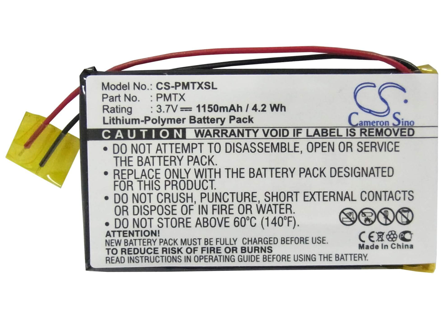 3.7V, 1150mAh, Li-Polymer Battery fits Palm, Tungsten Tx, 4.255Wh