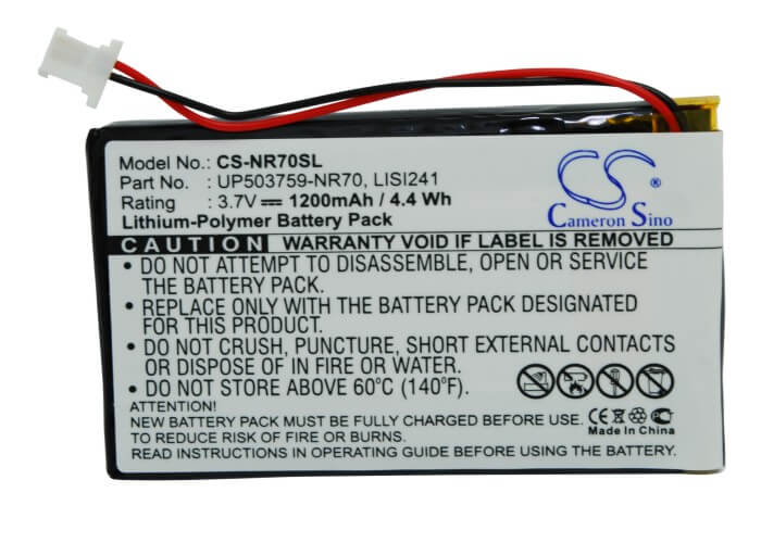 3.7V, 1200mAh, Li-Polymer Battery fits Sony, Clie Peg-nr60, Clie Peg-nr60v, 4.44Wh