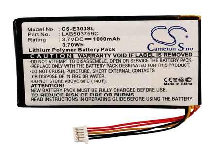 3.7V, 1000mAh, Li-Polymer Battery fits Toshiba, Genio E300, Genio E310, 3.7Wh