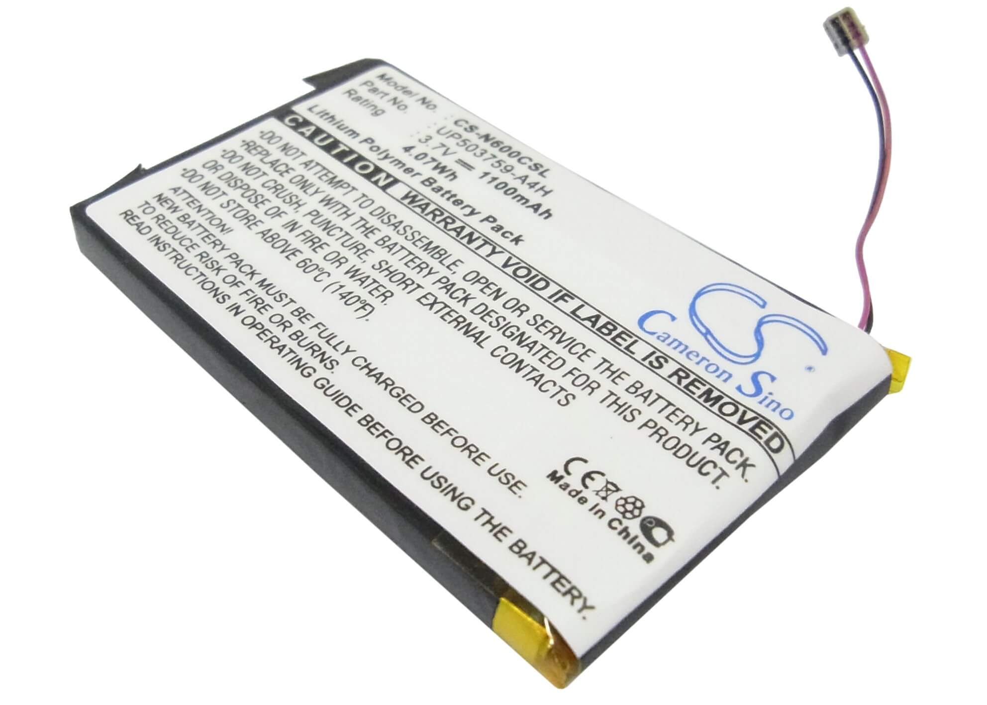 3.7V, 1100mAh, Li-Polymer Battery fits Sony, Clie Peg-n600c, Clie Peg-n610, 4.07Wh