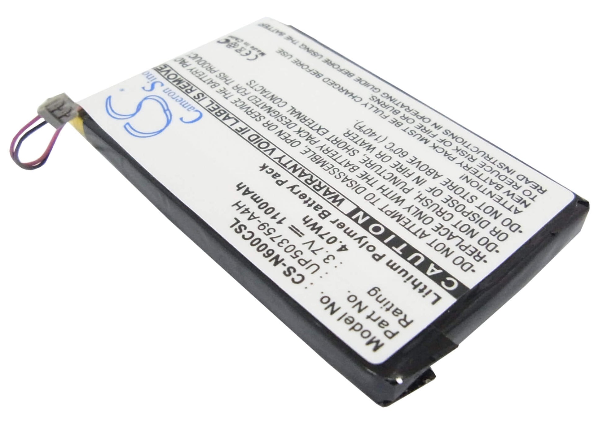 3.7V, 1100mAh, Li-Polymer Battery fits Sony, Clie Peg-n600c, Clie Peg-n610, 4.07Wh