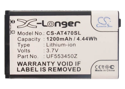 3.7V, 1200mAh, Li-ion Battery fits Airis, T470, T470e, 4.44Wh