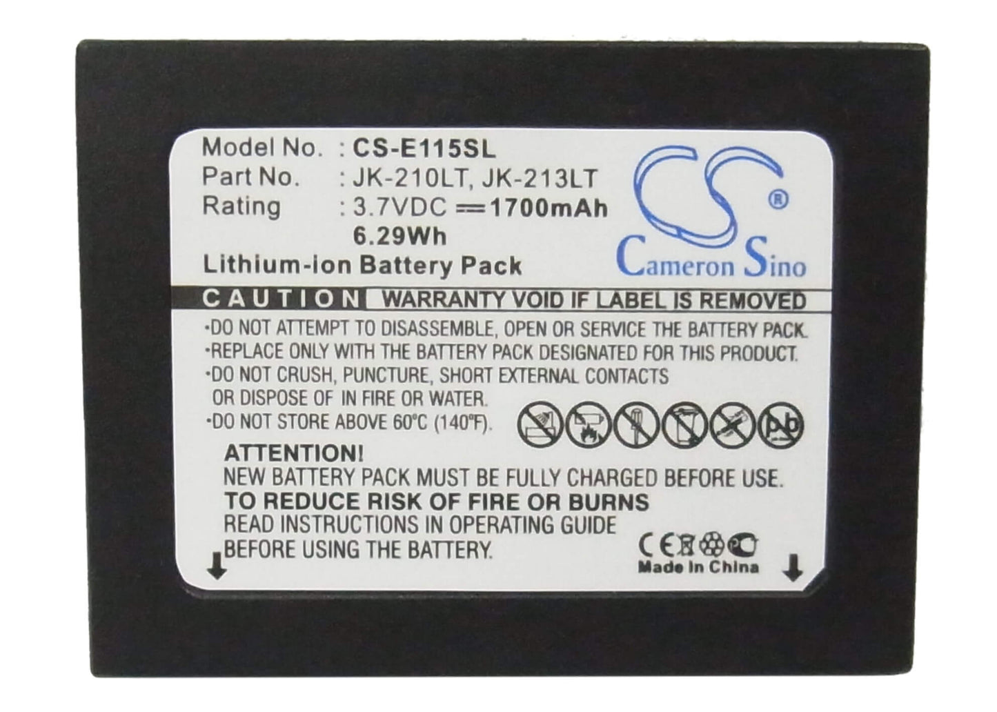 3.7V, 1700mAh, Li-ion Battery fits Casio, Cassiopeia E100, Cassiopeia E105, 6.29Wh