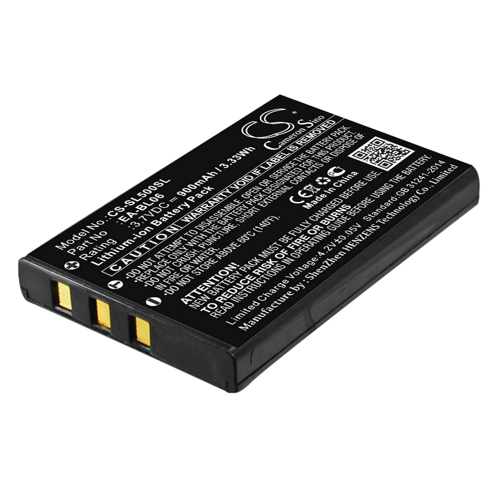 3.7V, 900mAh, Li-ion Battery fits Sharp, Zaurus C750, Zaurus C760, 3.33Wh