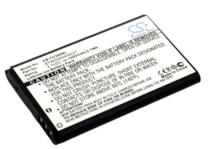 3.7V, 1000mAh, Li-ion Battery fits T-com, Tc300, 3.7Wh