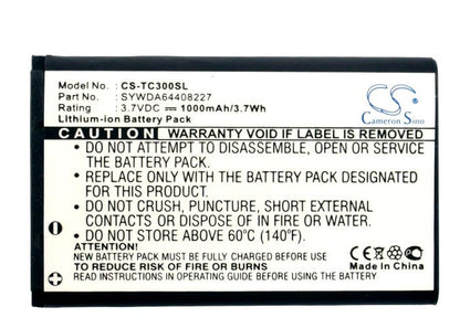 3.7V, 1000mAh, Li-ion Battery fits Arcor, Pirelli Twintel Dp-l10, 3.7Wh