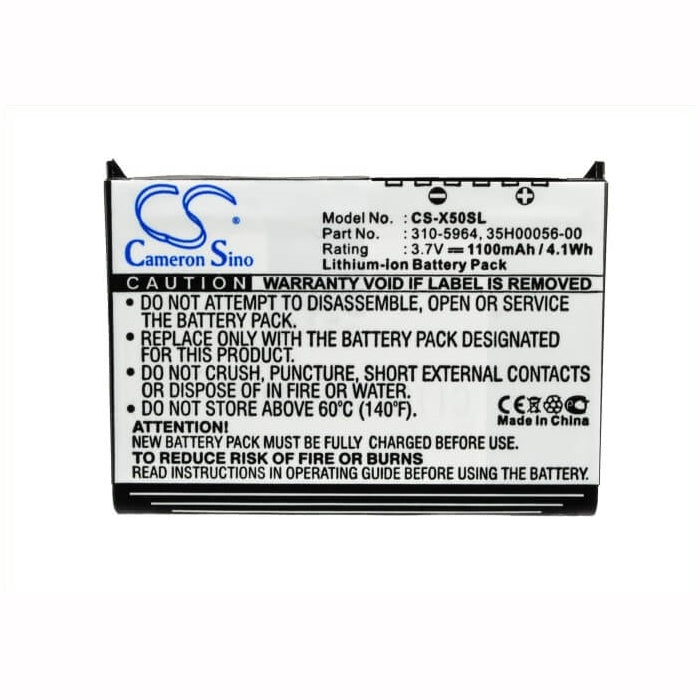 3.7V, 1100mAh, Li-ion Battery fits Dell, Axim X50, Axim X50v, 4.07Wh