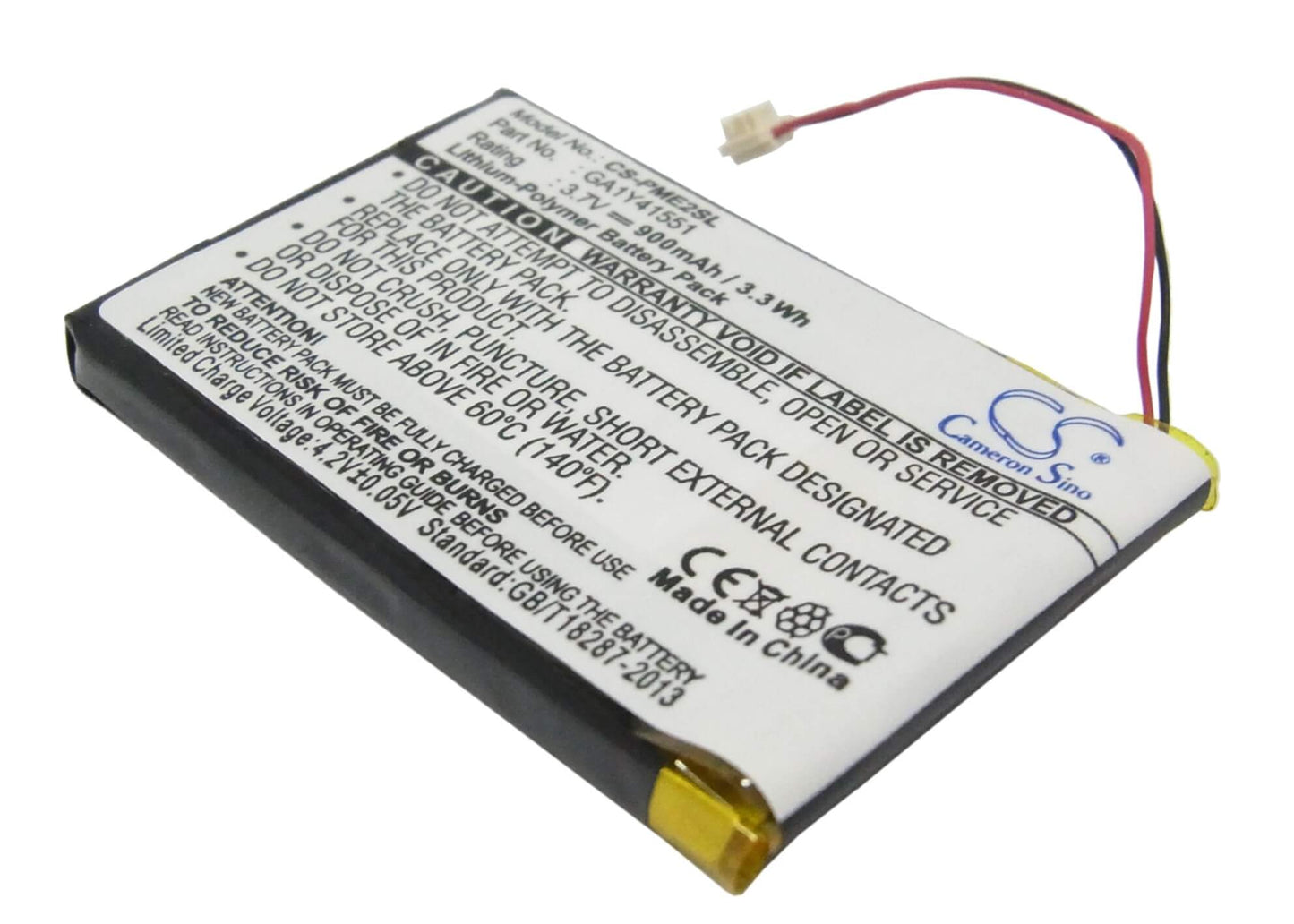 3.7V, 900mAh, Li-Polymer Battery fits Palm, Tungsten E2, 3.33Wh