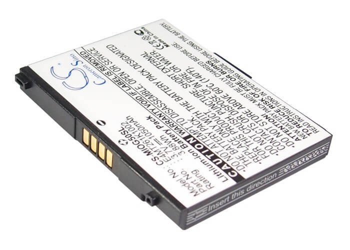 3.7V, 1050mAh, Li-ion Battery fits Mitac, Mio Leap G50, Mio Leap K1, 3.885Wh
