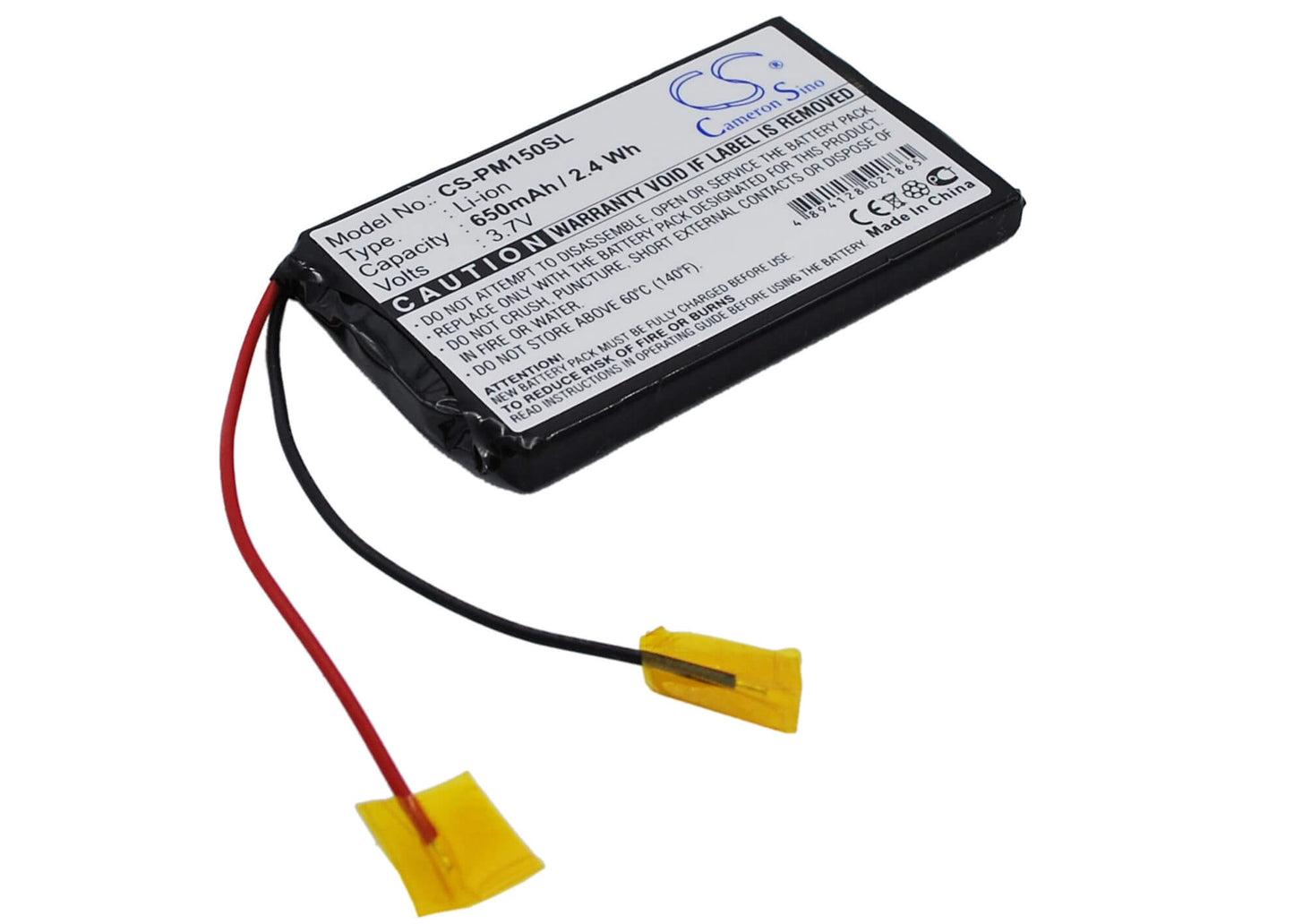3.7V, 650mAh, Li-ion Battery fits Palm, M150, M155, 2.405Wh