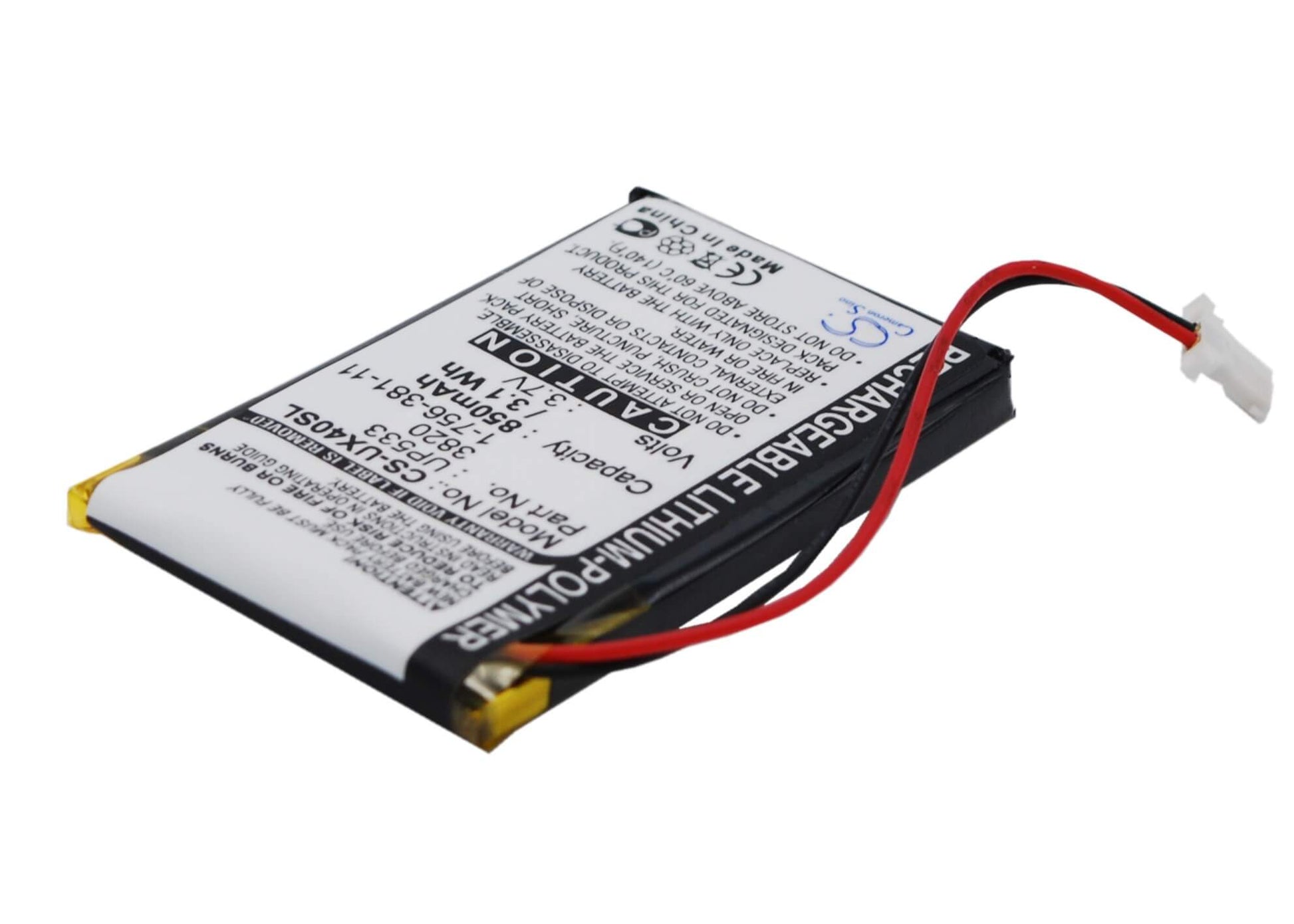 3.7V, 850mAh, Li-Polymer Battery fits Sony, Clie Peg-ux40, Clie Peg-ux50, 3.145Wh