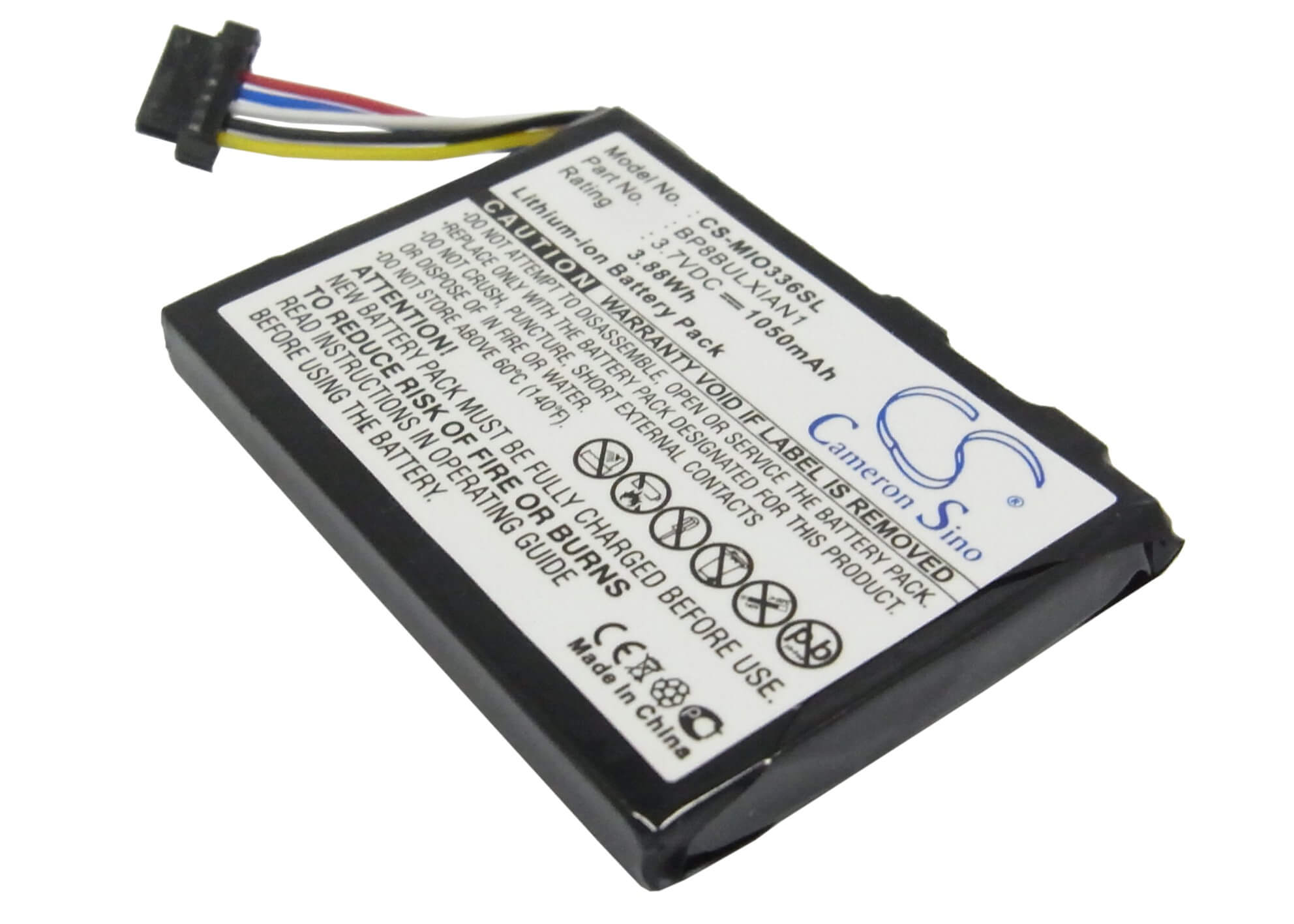 3.7V, 1050mAh, Li-ion Battery fits Mitac, Mio 336, Mio 336bt, 3.885Wh